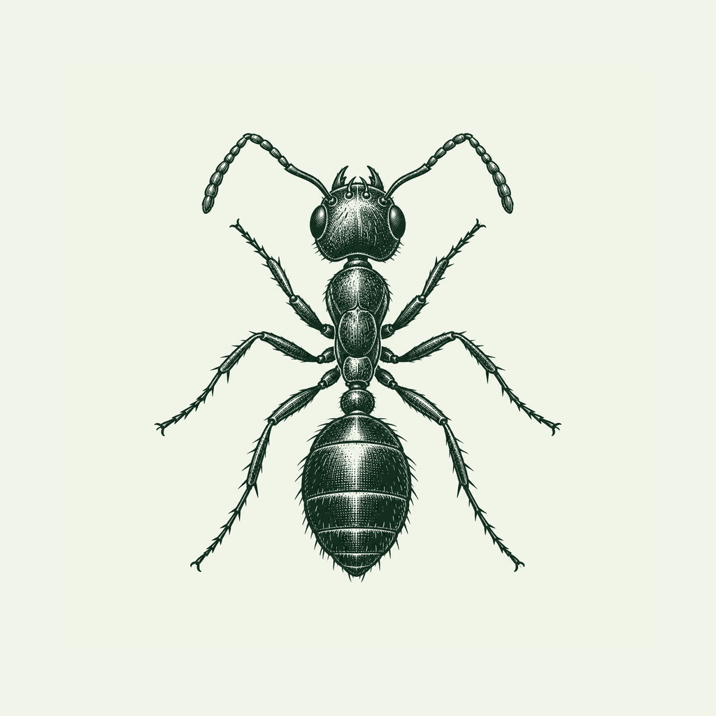 Illustration de fourmis sur fond vert clair