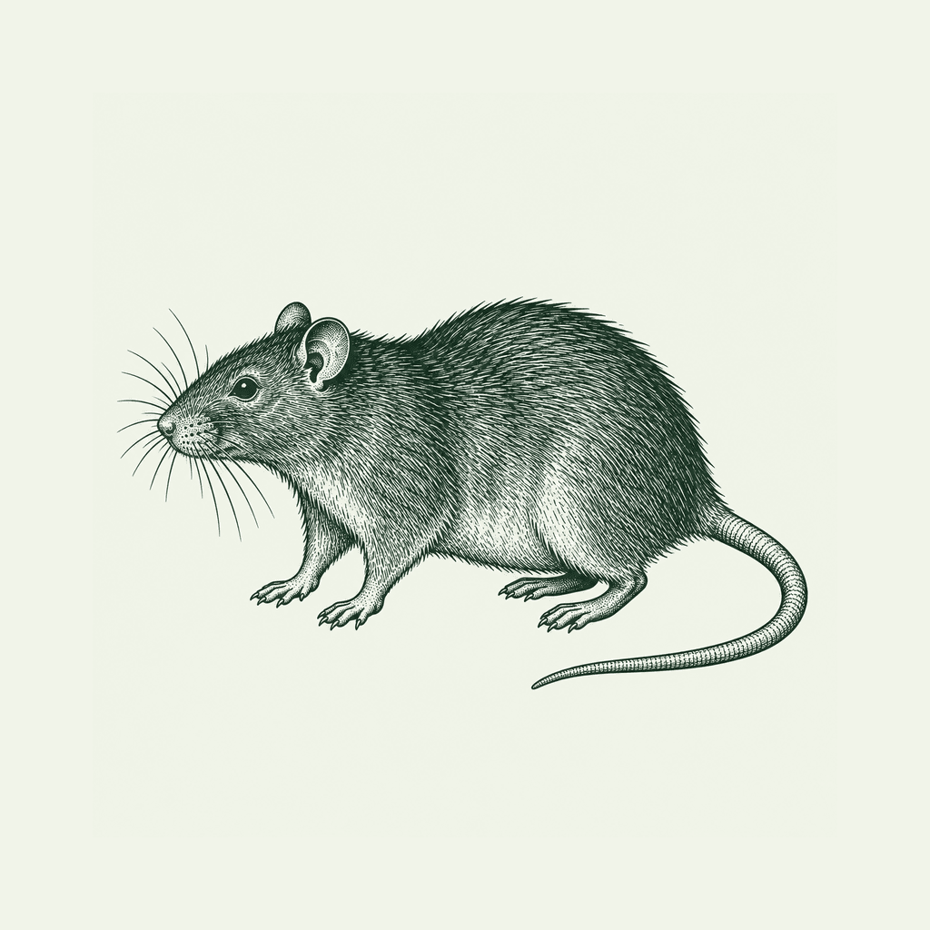 Illustration de rat sur fond vert clair
